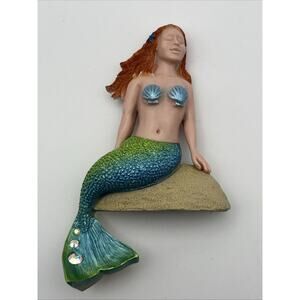 Mermaid Artisan Fridge Magnet by Clay Critters Jewel Fin Tail Handmade USA